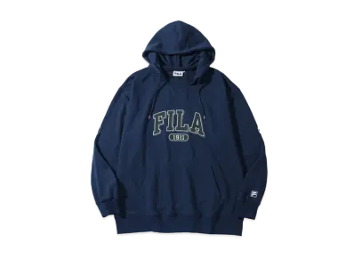 FILA College Logo Patch Big Silhouette Pullover Parka "Cobalt Blue"