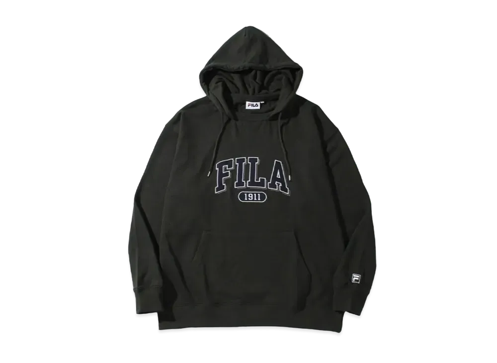 FILA College Logo Patch Big Silhouette Pullover Parka "DarkKahaki"