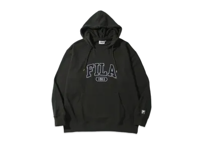 FILA College Logo Patch Big Silhouette Pullover Parka "DarkKahaki"