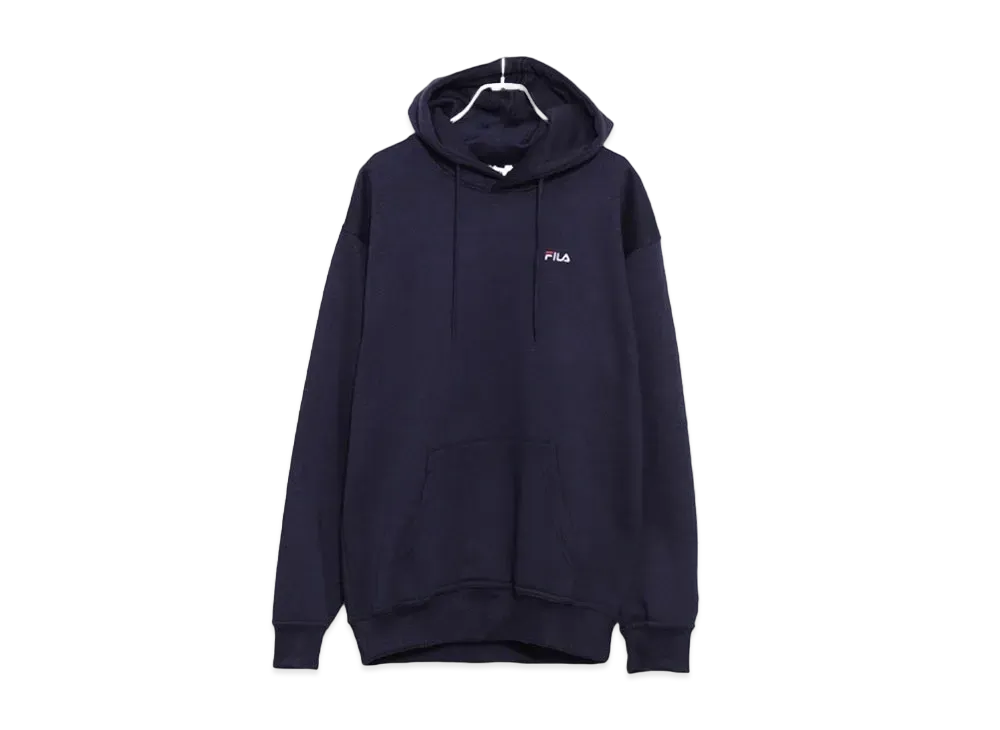 FILA One Point Logo Embroidery Pull Hoodie Sweatshirt Hoodie Hoodie Brushed Lining "Navy"