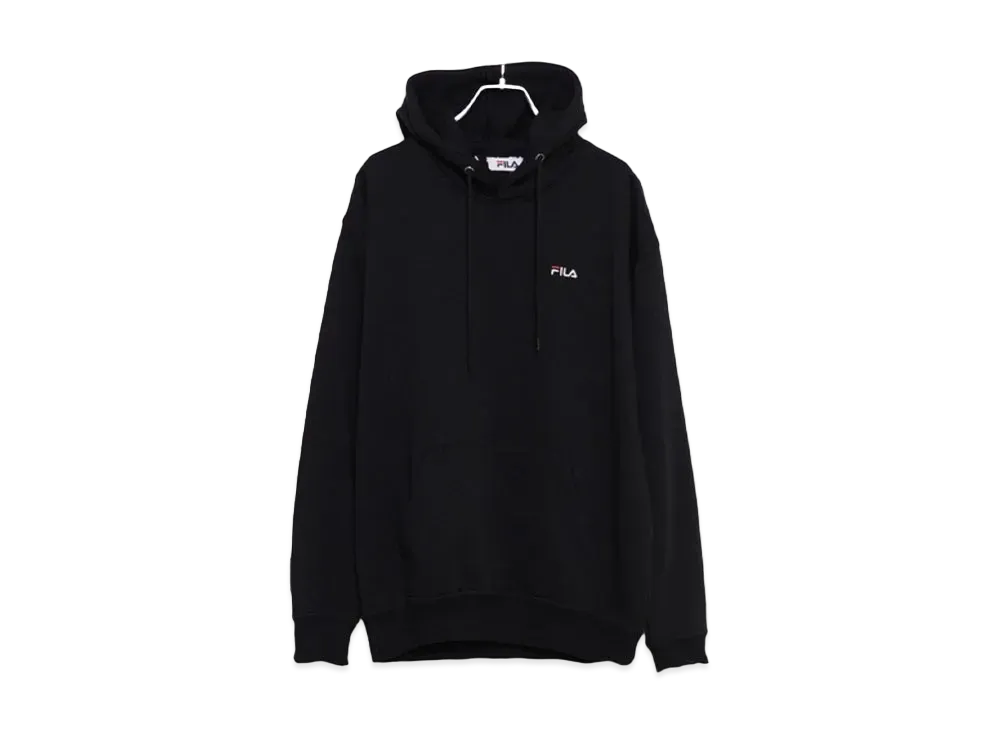 FILA One Point Logo Embroidery Pull Hoodie Sweatshirt Hoodie Hoodie Brushed Lining "Black"