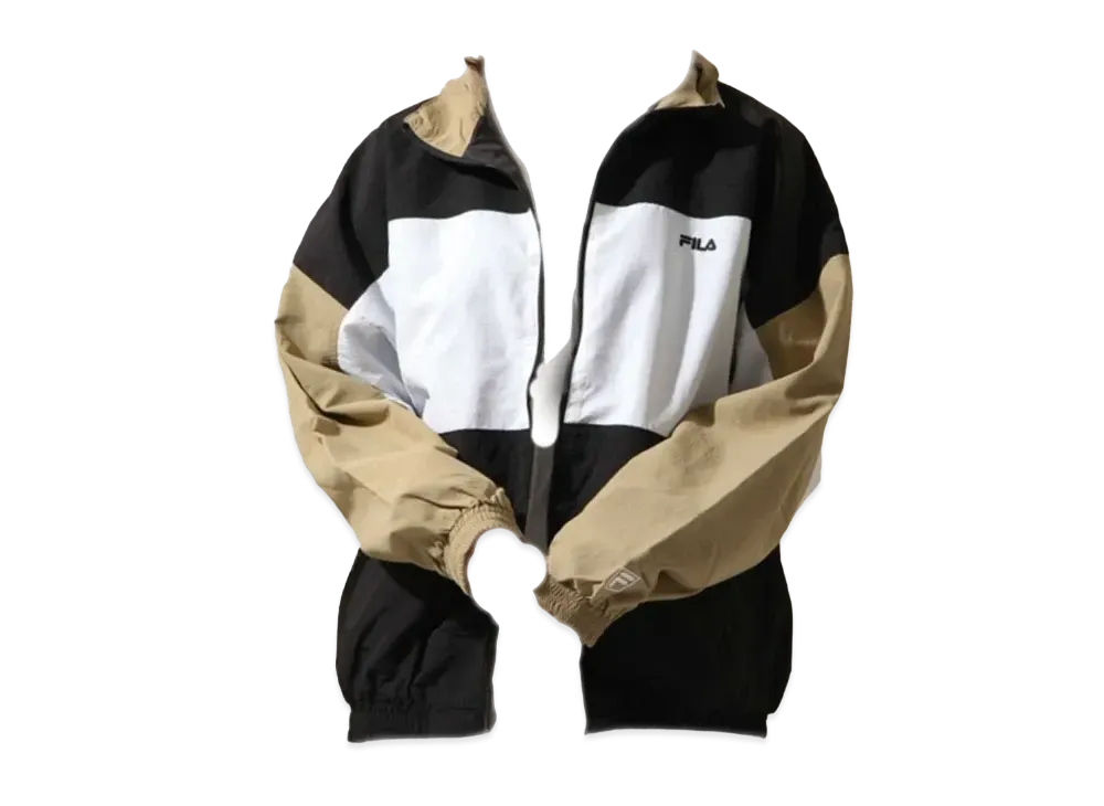 FILA One Point Logo Embroidery Nylon Switching Jacket "Black/Beige"