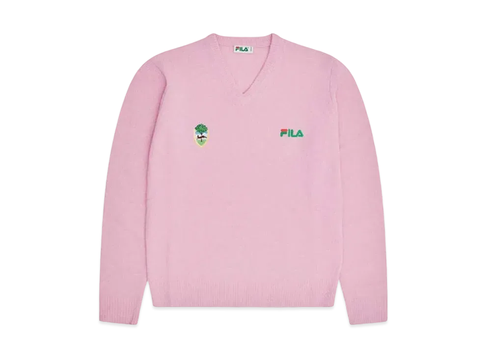 FILA+ Linear Crest V Neck Sweater "Dusty Parfait Pink"