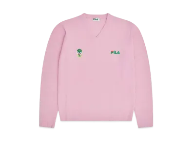 FILA+ Linear Crest V Neck Sweater "Dusty Parfait Pink"