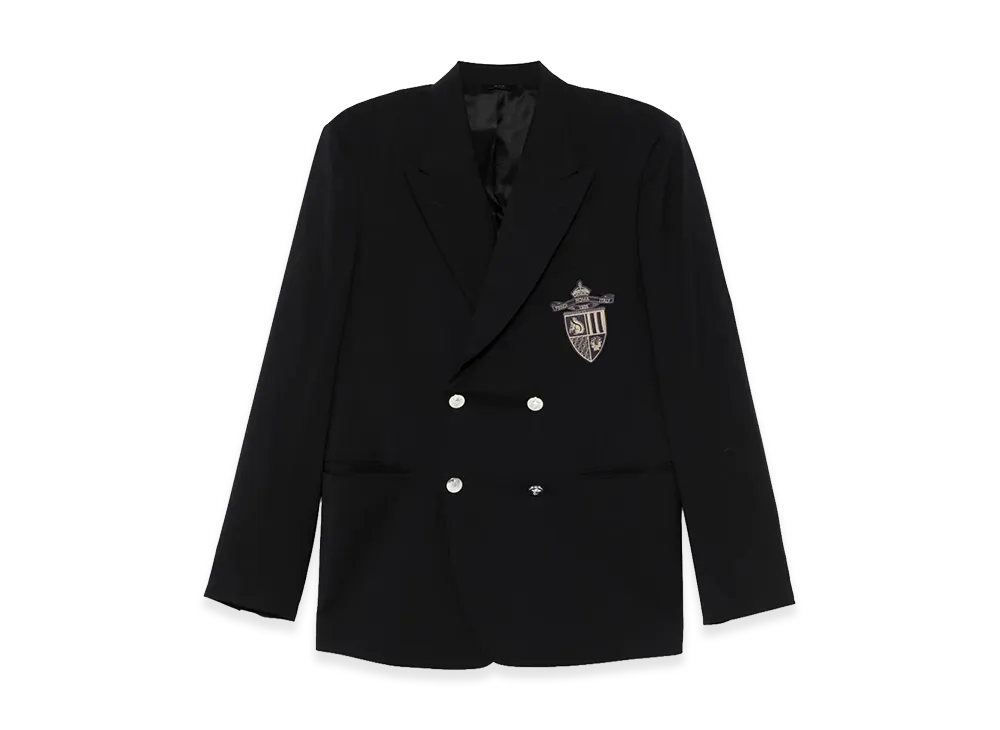 FENDI Straight Cut Double Breasted Wool Jacket "Dark Blue"