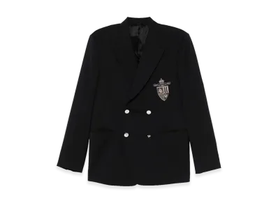 FENDI Straight Cut Double Breasted Wool Jacket "Dark Blue"