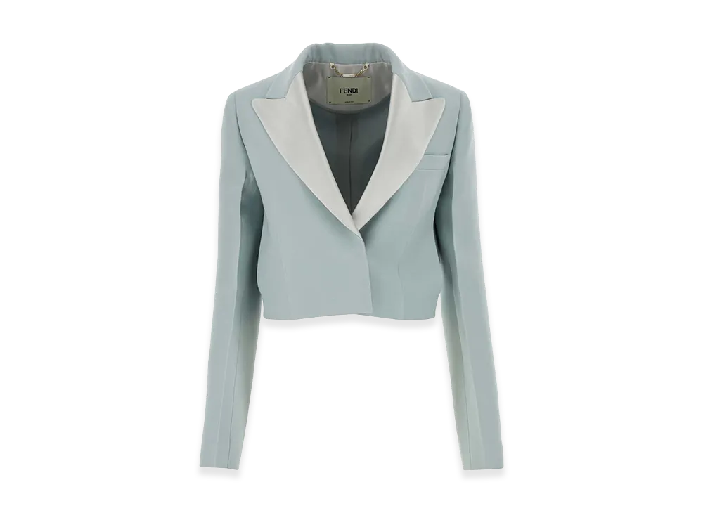 FENDI Women's Wool Blend Blazer "Light Blue"