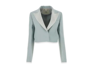 FENDI Women's Wool Blend Blazer "Light Blue"