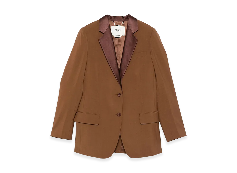 FENDI Women's Single Breasted Tailored Blazer "Brown"