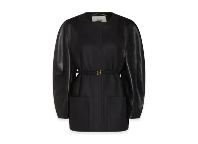 FENDI Women's Single-Breasted Short Jacket "Gray/Black"