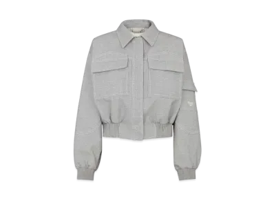 FENDI Women's Blouson Micro Check Wool Bomber Jacket "Gray"