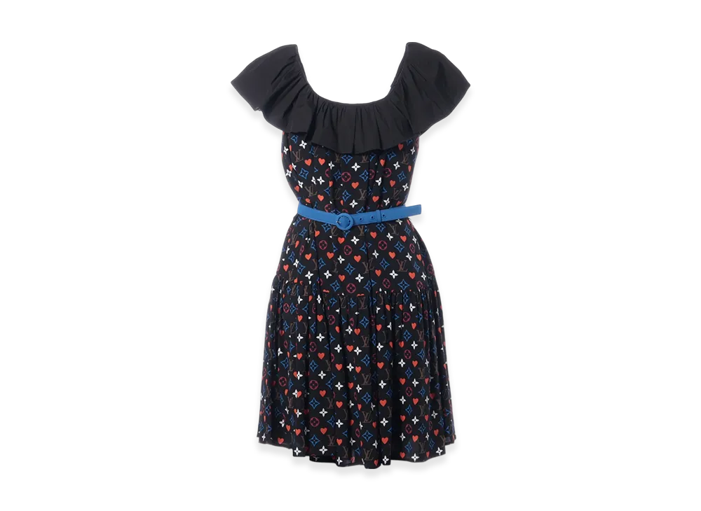 Louis Vuitton Game On Ruffle Scoop Neck Dress "Multicolor"