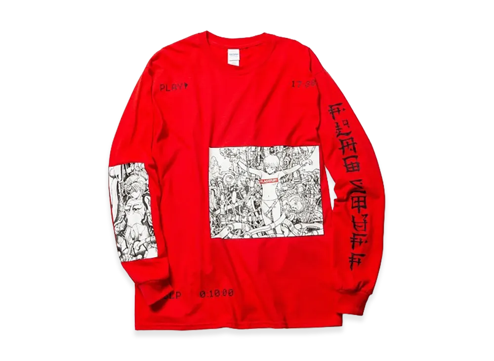 F-LAGSTUF-F x VIDEO GIRL "PLAY" L/S Tee "Red"