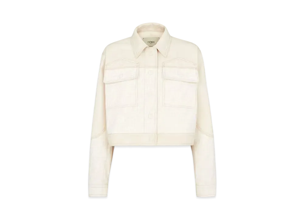 FENDI Women's Blouson FF Denim Jacket "White"