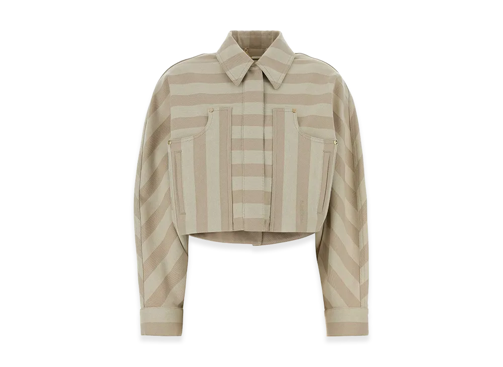 FENDI Women's Embroidered Drill Jacket "Stripped"
