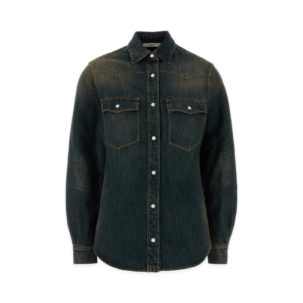 FENDI Women's Denim Shirt "Medium Wash Blue"