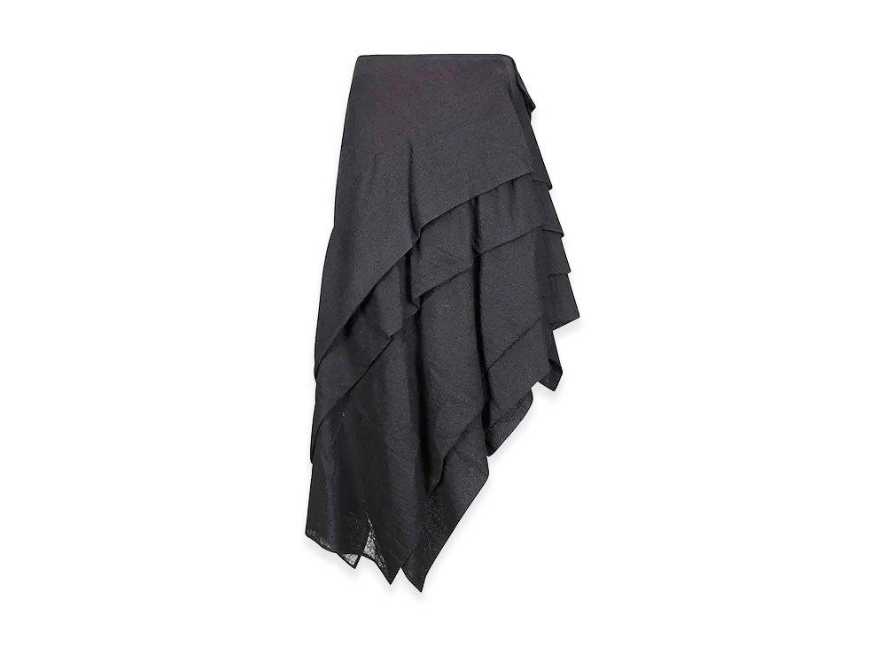 Yohji Yamamoto Women's Tucked Stitch D Skirt "Black"
