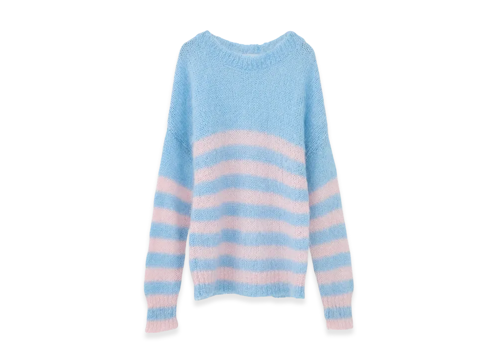 FRAGMENT x CLANE Border Mohair Knit Tops "Sax"