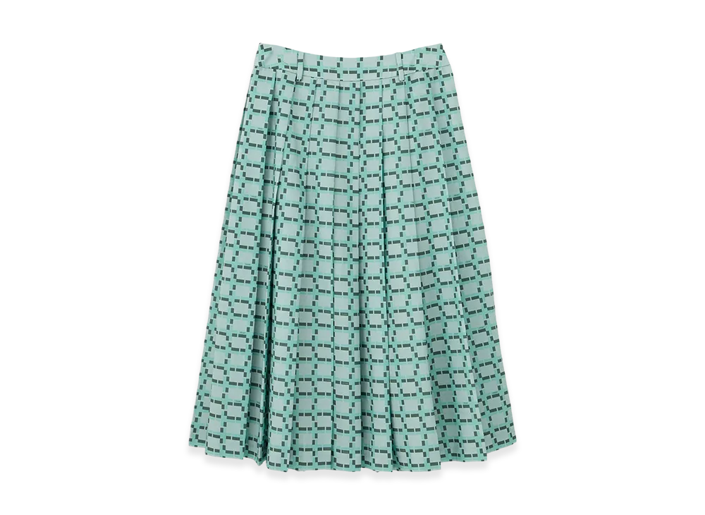 FRAGMENT x CLANE Wall Graphic Pleats Skirt "Khaki"