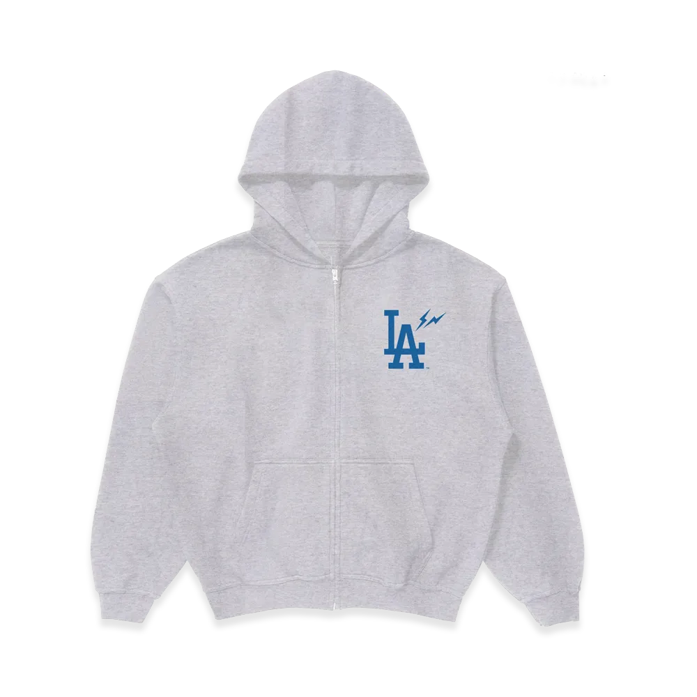 FRAGMENT ComplexCon 2026 x Los Angeles Dodgers Arch Logo Heavyweight Zip-Up Hoodie "Steel Heather"