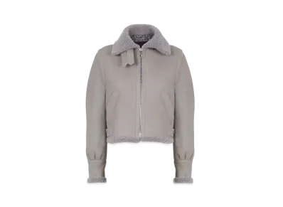 FENDI Women's Leather & Shearling Jacket "Gray"
