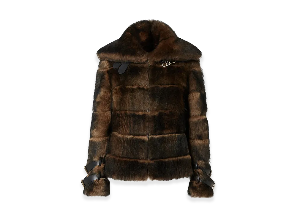 FENDI Women's Dorsato Sheepskin And Nappa Jacket "Brown"