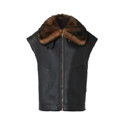 FENDI Women's Sheepskin Fur Vest "Black"