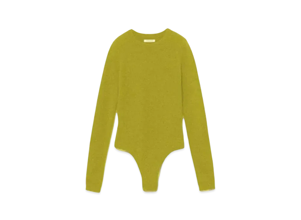 FUMIKA UCHIDA Cashmere Crew-neck Bodysuit "Yellow Green"