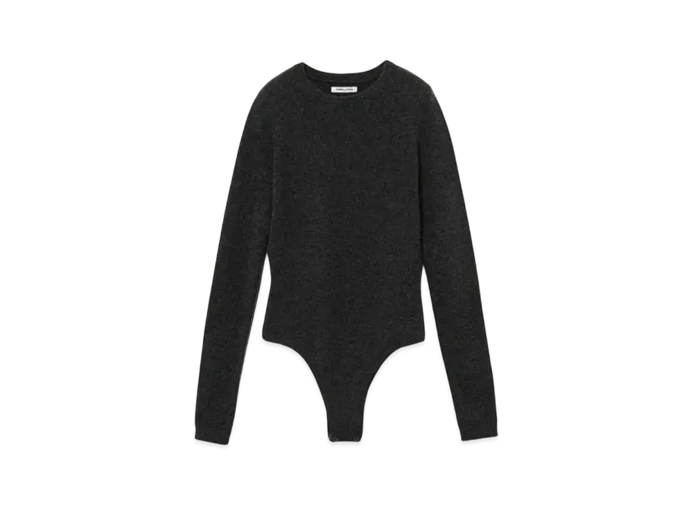 FUMIKA UCHIDA Cashmere Crew-neck Bodysuit "Charcoal"