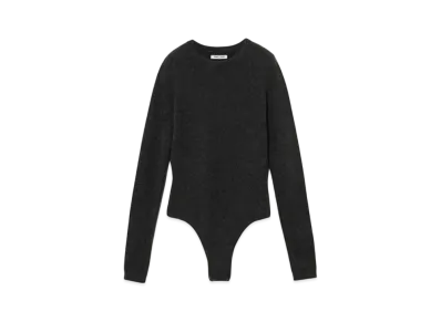 FUMIKA UCHIDA Cashmere Crew-neck Bodysuit "Charcoal"
