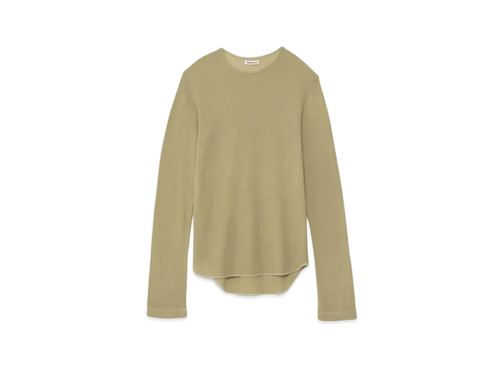FUMIKA UCHIDA Gauze Waffle Crew-neck Top "Khaki"