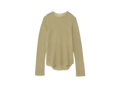 FUMIKA UCHIDA Gauze Waffle Crew-neck Top "Khaki"