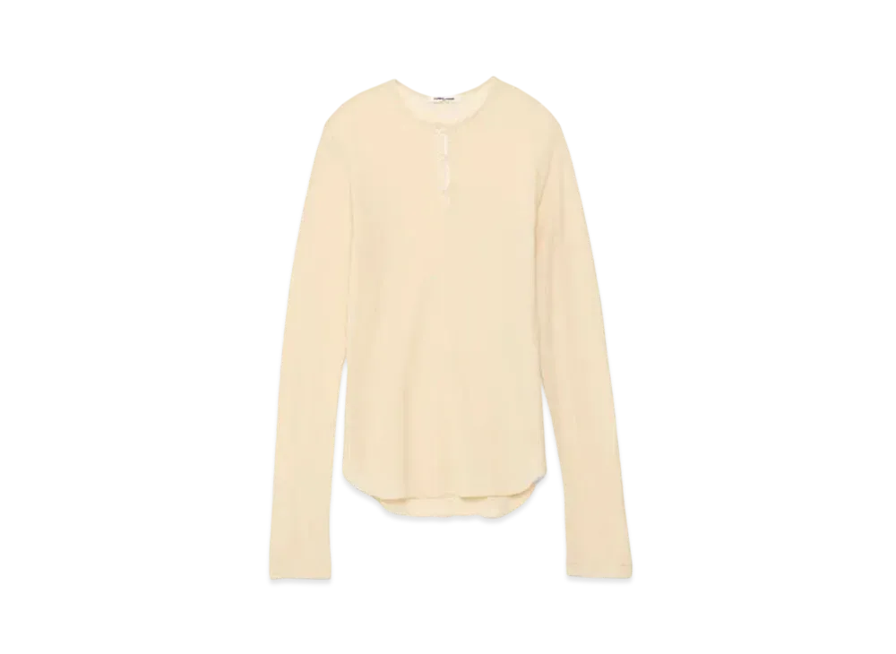 FUMIKA UCHIDA Gauze Waffle Henley-neck Top "Off White"