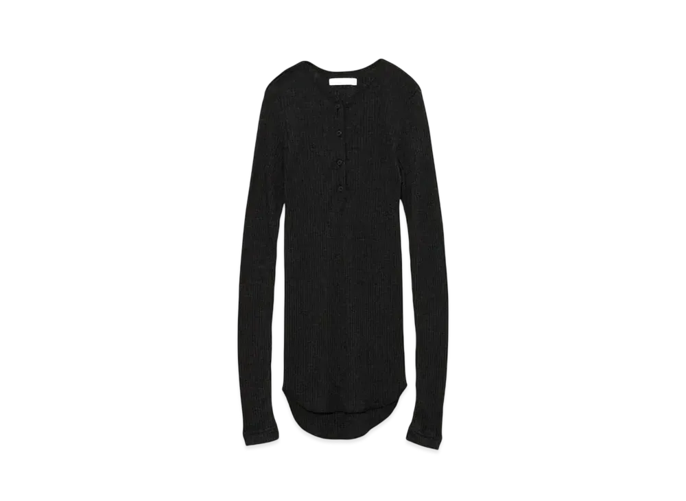 FUMIKA UCHIDA Wool/Silk Needle Drawing Henley-neck 