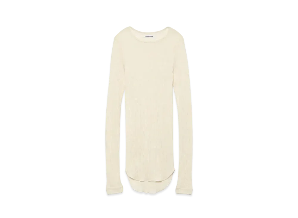 FUMIKA UCHIDA Wool/Silk Needle Drawing Crew-neck "Off White"