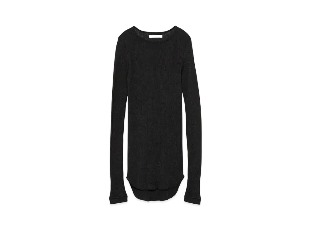 FUMIKA UCHIDA Wool/Silk Needle Drawing Crew-neck "Fade Black"