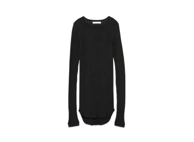 FUMIKA UCHIDA Wool/Silk Needle Drawing Crew-neck "Fade Black"