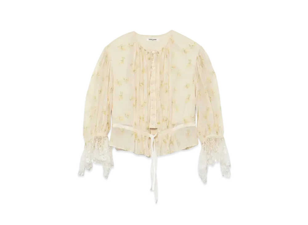 FUMIKA UCHIDA Flower Printed Layered Blouse "Off White"