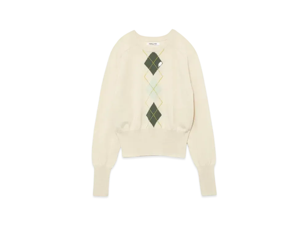 FUMIKA UCHIDA Cashmere Argyle Sweater _Long Sleeve "Ivory"