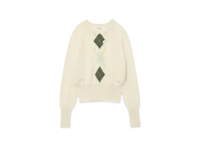 FUMIKA UCHIDA Cashmere Argyle Sweater _Long Sleeve "Ivory"