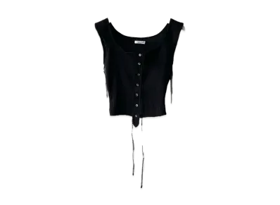 FUMIKA UCHIDA Vintage Ribbed Corset Top _Sleeveless "Black"