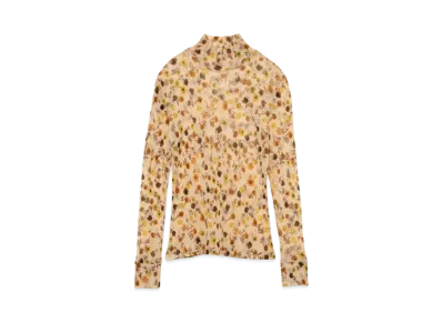 FUMIKA UCHIDA Flower Printed Tulle High-neck Top "Ecru"