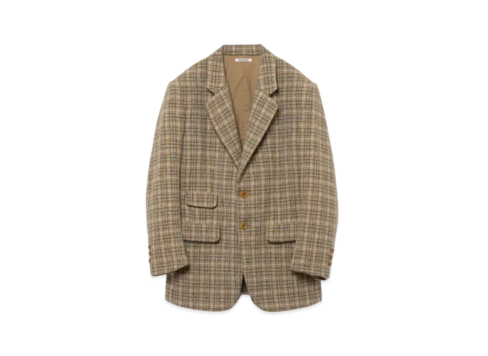 FUMIKA UCHIDA Plaid Tweed Notched Lapel Jacket "Plaid Beige"