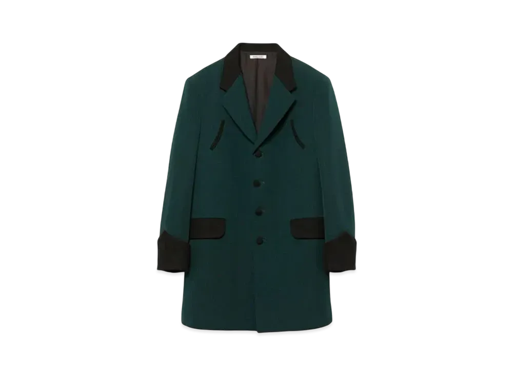 FUMIKA UCHIDA Notched Lapel Long Jacket "Britishgreen/Black"