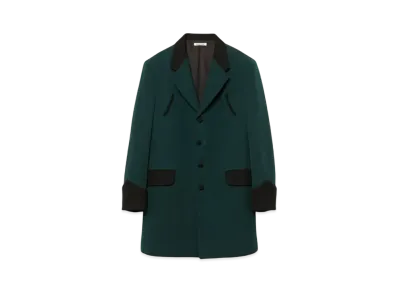 FUMIKA UCHIDA Notched Lapel Long Jacket "Britishgreen/Black"