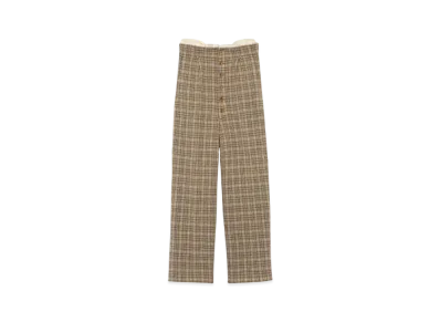 FUMIKA UCHIDA Plaid Tweed High-waist Slacks "Plaid Beige"