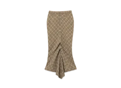 FUMIKA UCHIDA Plaid Tweed Hobble Skirt "Plaid Beige"