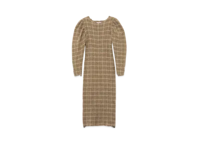 FUMIKA UCHIDA Gauze Plaid Midi Dress "Plaid Beige"