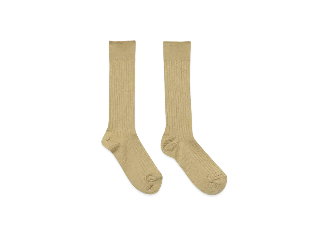 fumika uchidaソックス FUMIKA UCHIDA： SHETLAND RIB STITCH TIGHT-HIGH SOCKS - IVORY