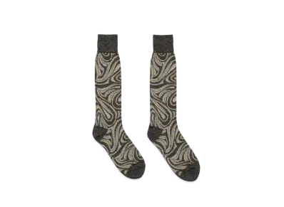 FUMIKA UCHIDA Mohair Jacquard Geometry Socks "Charcoal"